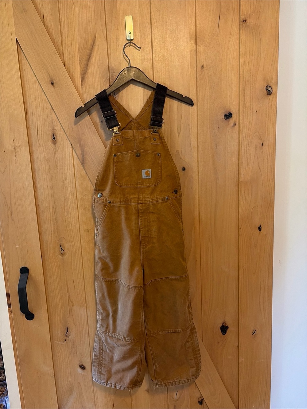 Carhartt Youth Duck Bib Overalls  Double Knee Brown Tan RN 13706 Size 8